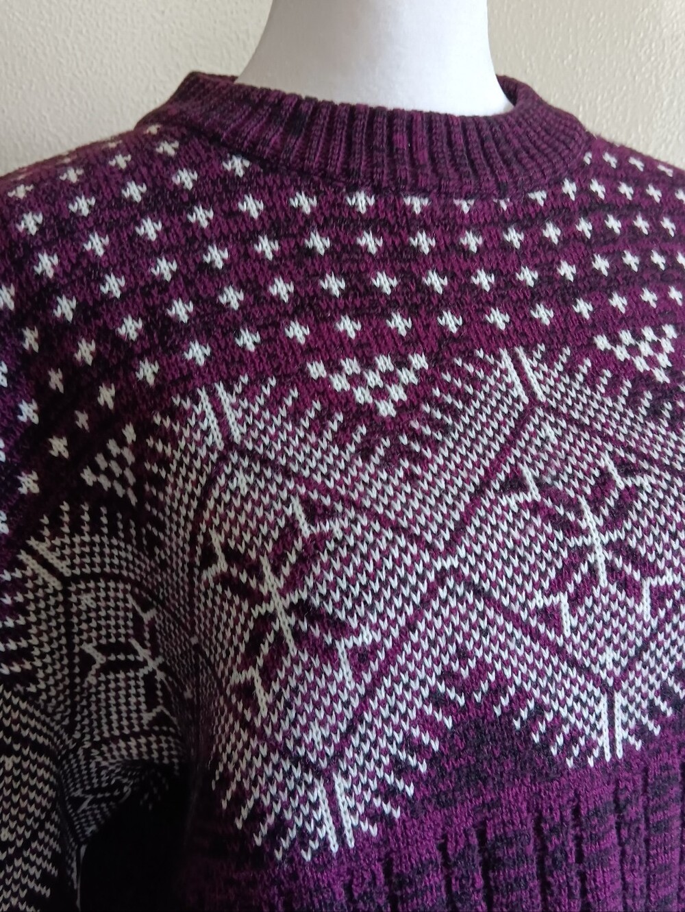 80s 90s Vintage Purple Geometric Crewneck, Flat Iron Mills Sweater Size Medium - Picture 3 of 7